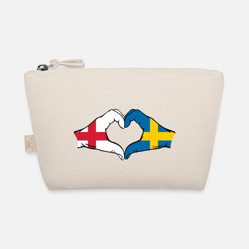 Angleterre Suède Drapeau Mains Coeur Forme Trousse biologique