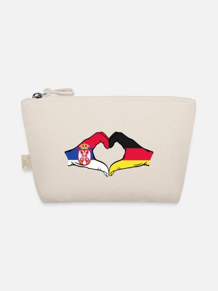 Serbien Deutschland Flagge Hände Herzform - Bio-Täschchen - Natur