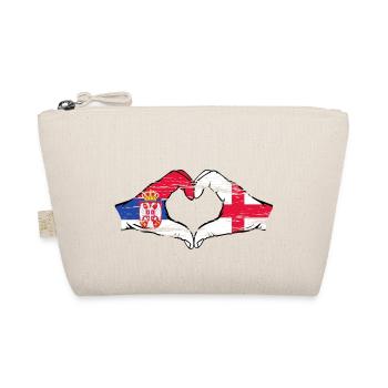 Serbien England Flagge Hände Herzform used - Bio-Täschchen - Natur - Vorne