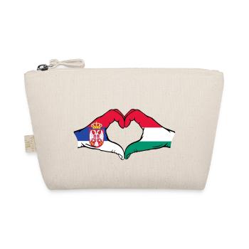 Serbia Hungary Flag Hands Heart Shape - Organic Pouch - nature - Front