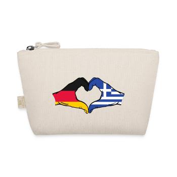 Germany Greece Flag Hands Heart Shape - Organic Pouch - nature - Front
