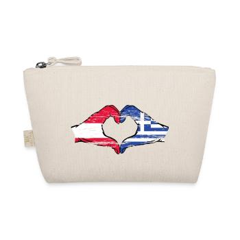 Austria Greece Flag Hands Heart Shape - Organic Pouch - nature - Front