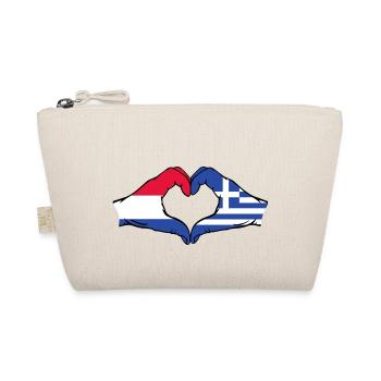 Holland Greece Flag Hands Heart Shape - Organic Pouch - nature - Front