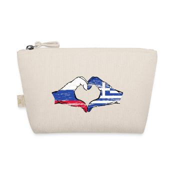 Russland Griechenland Flagge Hände Herzform used - Bio-Täschchen - Natur - Vorne