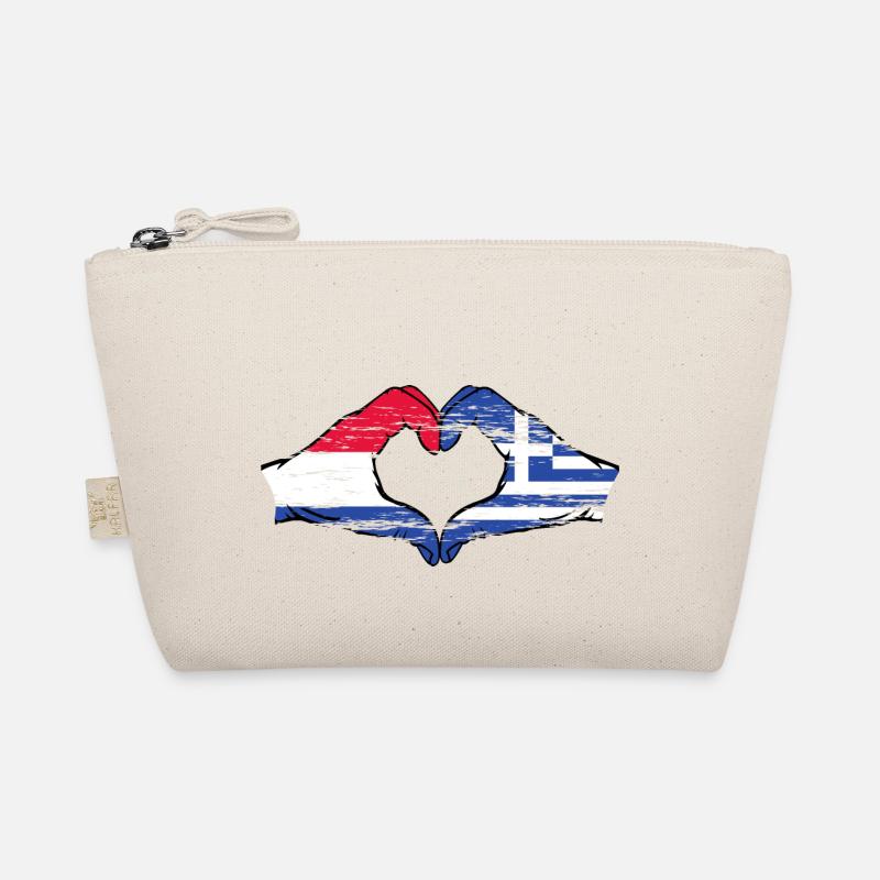 Holland Greece Flag Hands Heart Shape Used Organic Pouch
