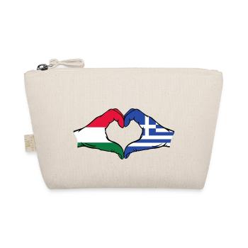 Hungary Greece Flag Hands Heart Shape - Organic Pouch - nature - Front