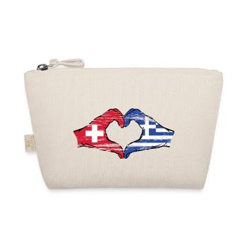 Schweiz Griechenland Flagge Hände Herzform used - Bio-Täschchen - Natur - Vorne