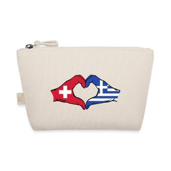 Switzerland Greece Flag Hands Heart Shape - Organic Pouch - nature - Front