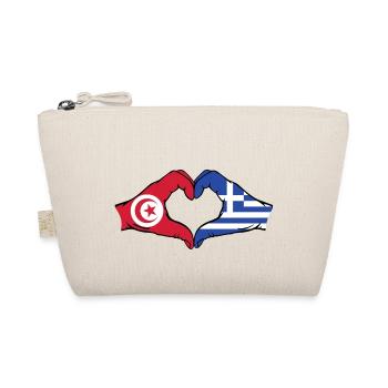 Tunisia Greece Flag Hands Heart Shape - Organic Pouch - nature - Front