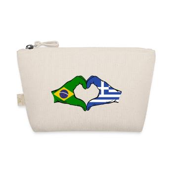 Brazil Greece Flag Hands Heart Shape - Organic Pouch - nature - Front