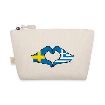 Sweden Greece Flag Hands Heart Shape - Organic Pouch - nature - Front