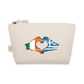 Irland Griechenland Flagge Hände Herzform used - Bio-Täschchen - Natur - Vorne