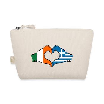 Ireland Greece Flag Hands Heart Shape - Organic Pouch - nature - Front