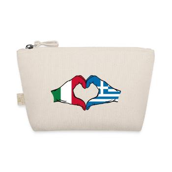 Italy Greece Flag Hands Heart Shape - Organic Pouch - nature - Front