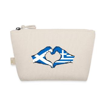 Scotland Greece Flag Hands Heart Shape - Organic Pouch - nature - Front