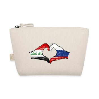 Iraq Russia Flag Hands Heart Shape - Organic Pouch - nature - Front