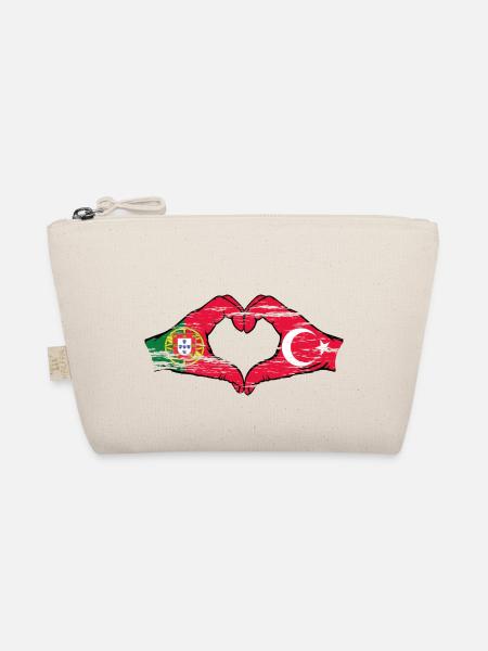 Portugal Türkei Flagge Hände Herzform - Bio-Täschchen - Natur