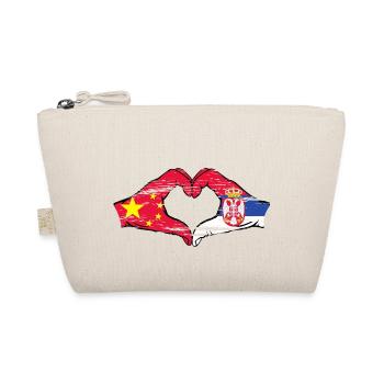 China Serbien Flagge Hände Herzform used - Bio-Täschchen - Natur - Vorne