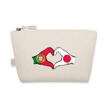 Portugal Japan Flagge Herzform - Bio-Täschchen - Natur - Vorne