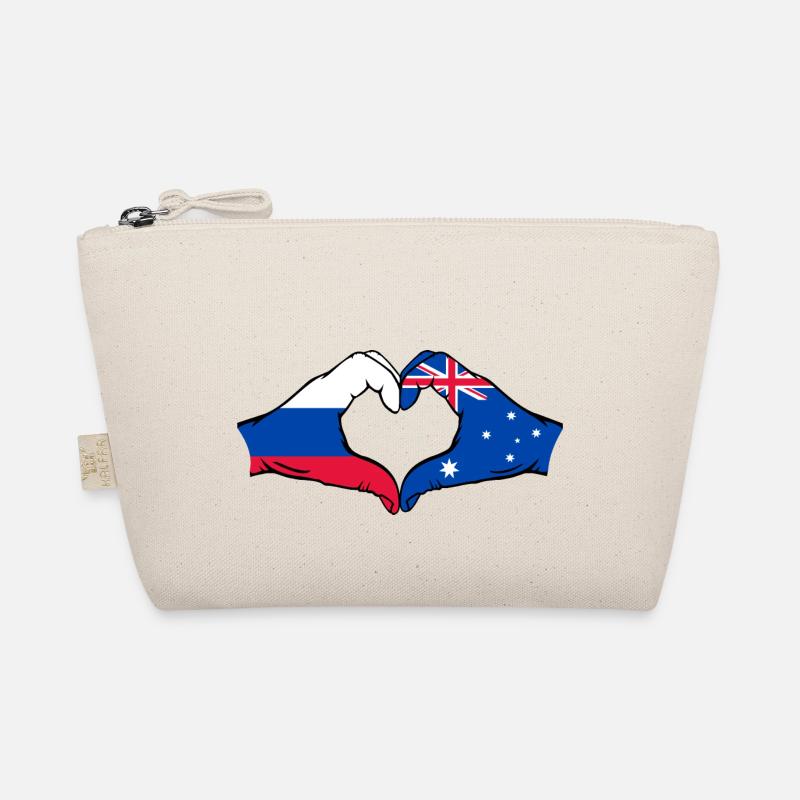 Forme de coeur du drapeau de la Russie et de l’Australie Trousse biologique