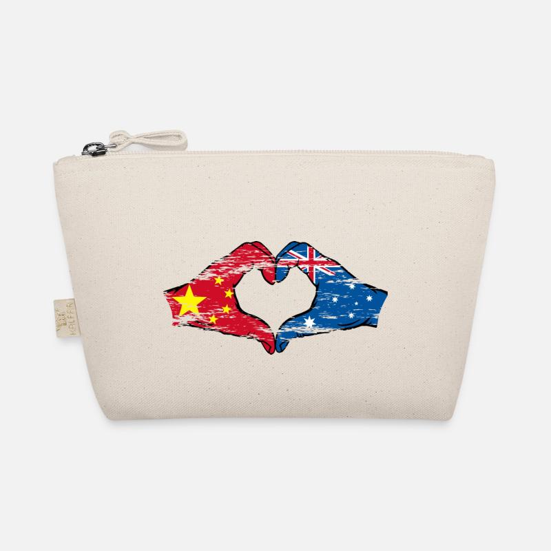 Drapeau de la Chine et de l’Australie en forme de cœur utilisé Trousse biologique