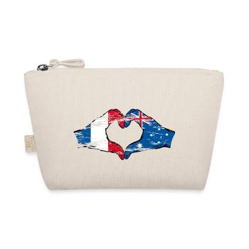 France Australia Flag Heart Shape Used - Organic Pouch - nature - Front