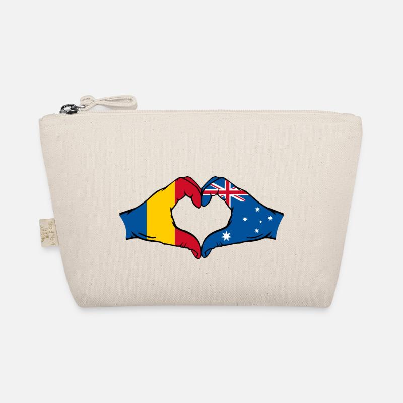 Roumanie Australie Drapeau Coeur Forme Trousse biologique