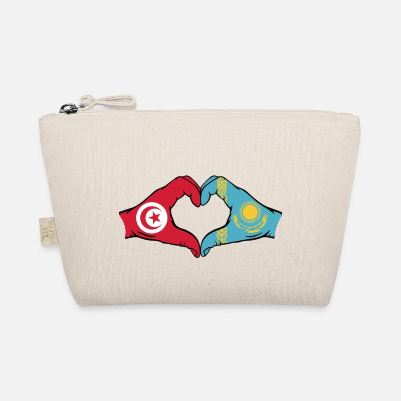 Tunisia Kazakhstan Flag Hands Heart Shape Organic Pouch