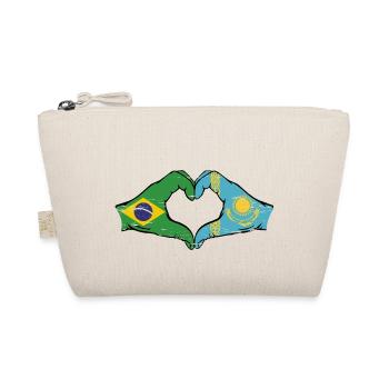 Brasilien Kasachstan Flagge Hände Herzform used - Bio-Täschchen - Natur - Vorne