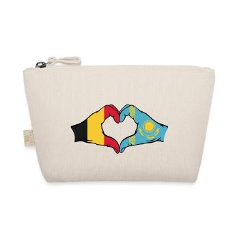 Belgique Kazakhstan Drapeau Mains Coeur Forme - Trousse biologique - nature - Devant