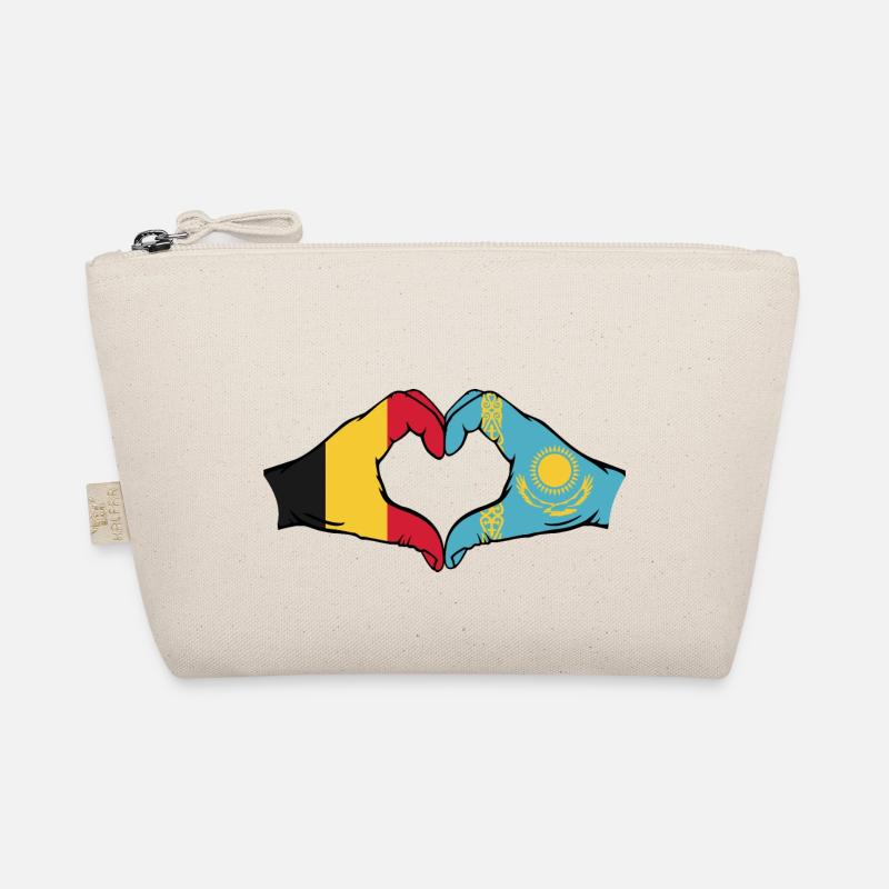 Belgique Kazakhstan Drapeau Mains Coeur Forme Trousse biologique