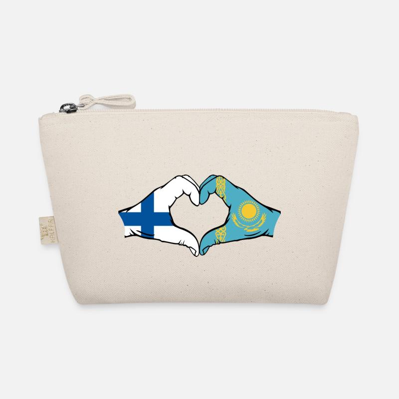 Finlande Kazakhstan Drapeau Mains Coeur Forme Trousse biologique