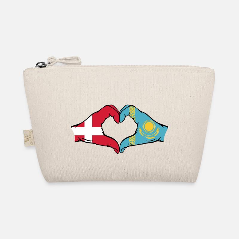 Denmark Kazakhstan Flag Hands Heart Shape Organic Pouch