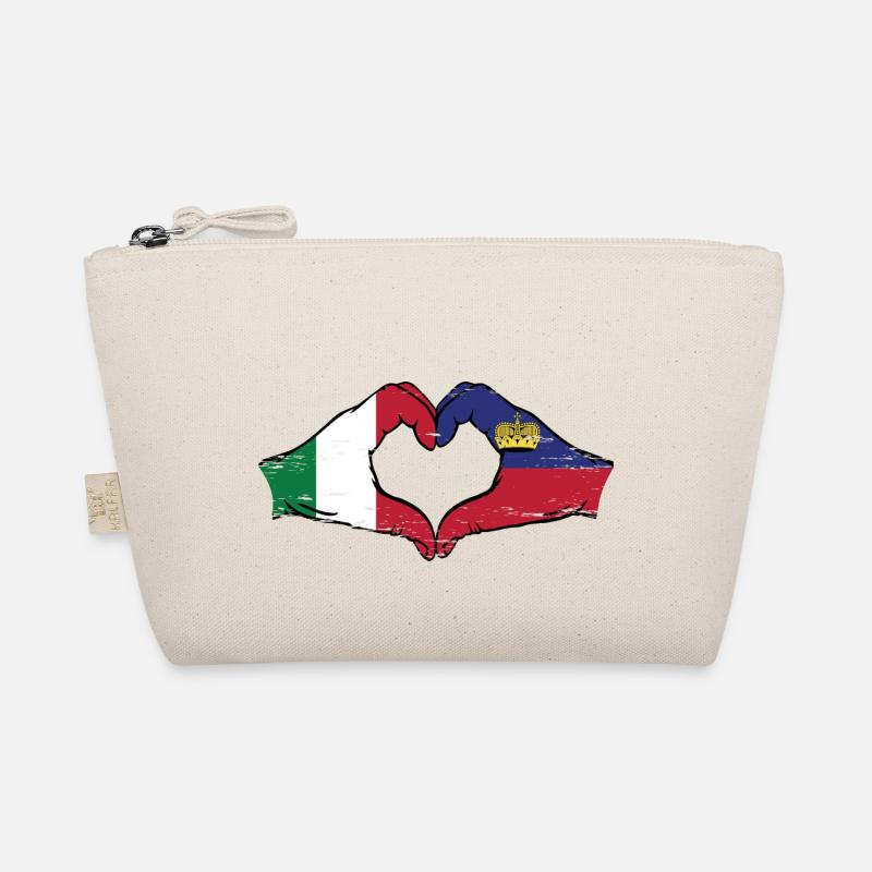 Italie Liechtenstein Drapeau Mains Coeur Forme Utilisé Trousse biologique