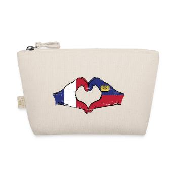 Frankreich Liechtenstein Flagge Hände Herz used - Bio-Täschchen - Natur - Vorne