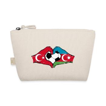 Türkei Aserbaidschan Fußball Flagge Hände Herz - Bio-Täschchen - Natur - Vorne