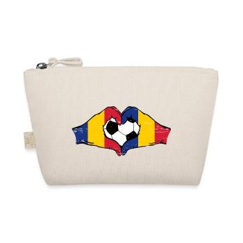 Drapeau de Roumanie Football Mains Coeur Forme Utilisé - Trousse biologique - nature - Devant