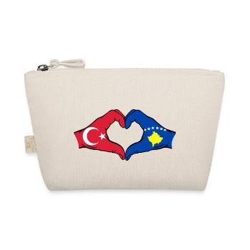 Turkey Kosovo Flag Hands Heart Shape - Organic Pouch - nature - Front