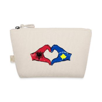 Albanien Kosovo Flagge Hände Herzform used - Bio-Täschchen - Natur - Vorne