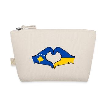 Kosovo Ukraine Flag Hands Heart Shape - Organic Pouch - nature - Front