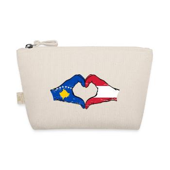Kosovo Austria Flag Hands Heart Shape Used - Organic Pouch - nature - Front