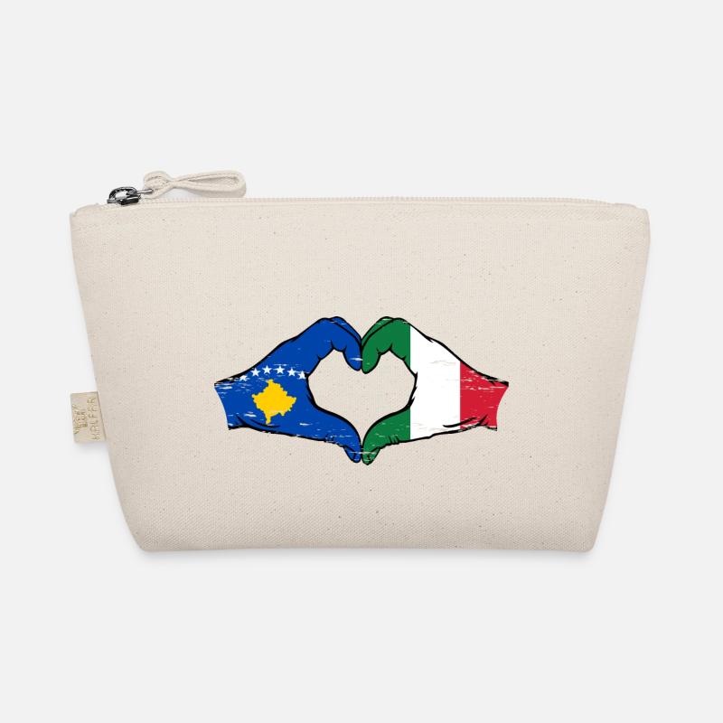 Kosovo Italie Drapeau Mains Coeur Forme Utilisé Trousse biologique