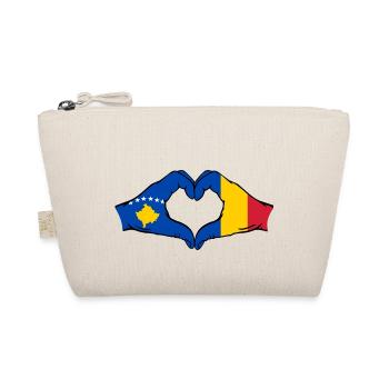 Kosovo Roumanie Drapeau Mains Coeur Forme - Trousse biologique - nature - Devant