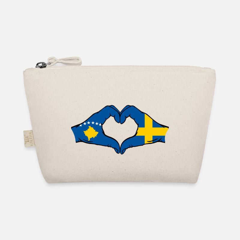 Kosovo Suède Drapeau Mains Coeur Forme Trousse biologique