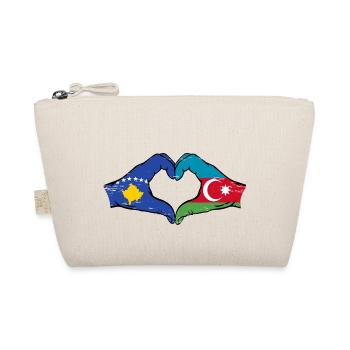 Kosovo Aserbaidschan Flagge Hände Herzform used - Bio-Täschchen - Natur - Vorne
