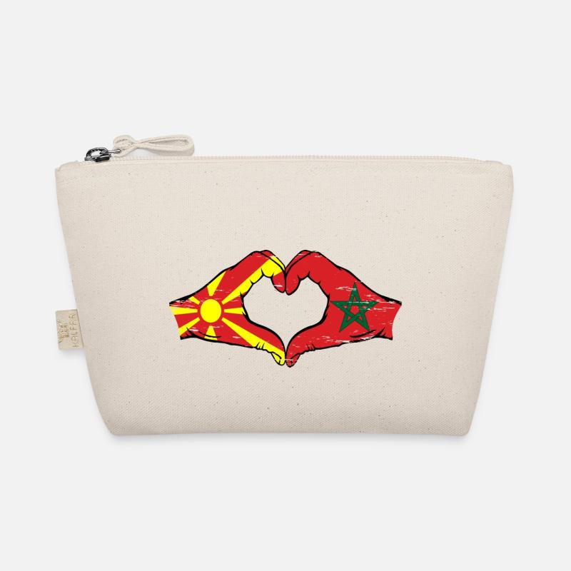 Macédoine Maroc drapeau mains forme de coeur utilisé Trousse biologique