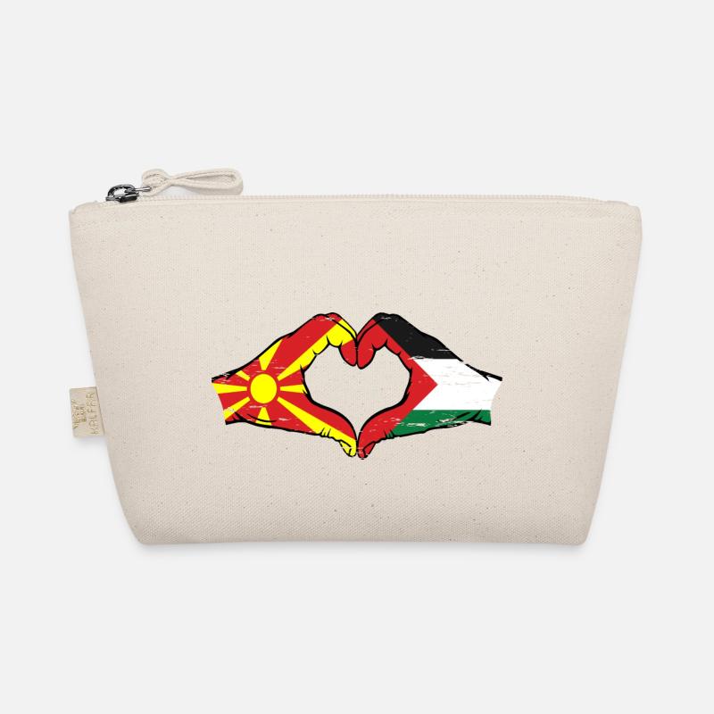 Macédoine Palestine Drapeau Mains Coeur Forme Utilisé Trousse biologique
