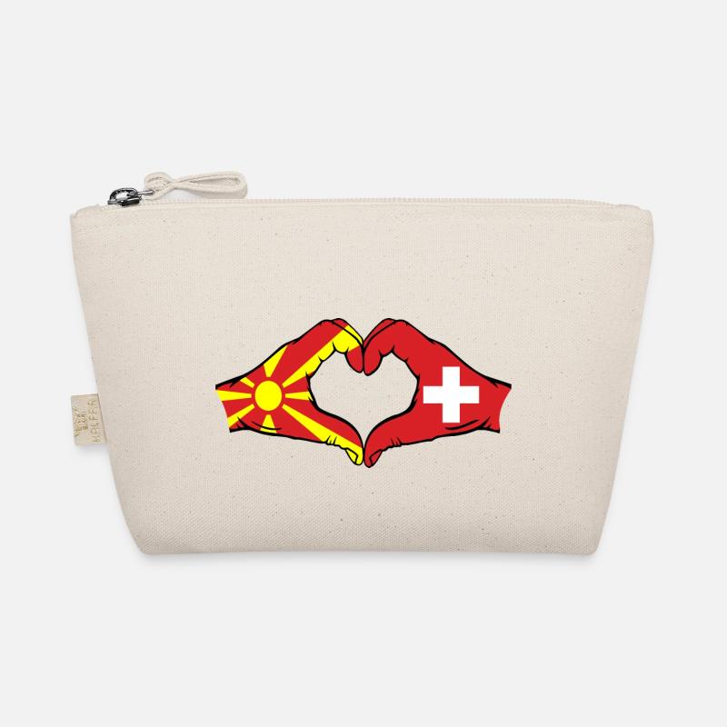 Macédoine Suisse Drapeau Mains Coeur Forme Trousse biologique