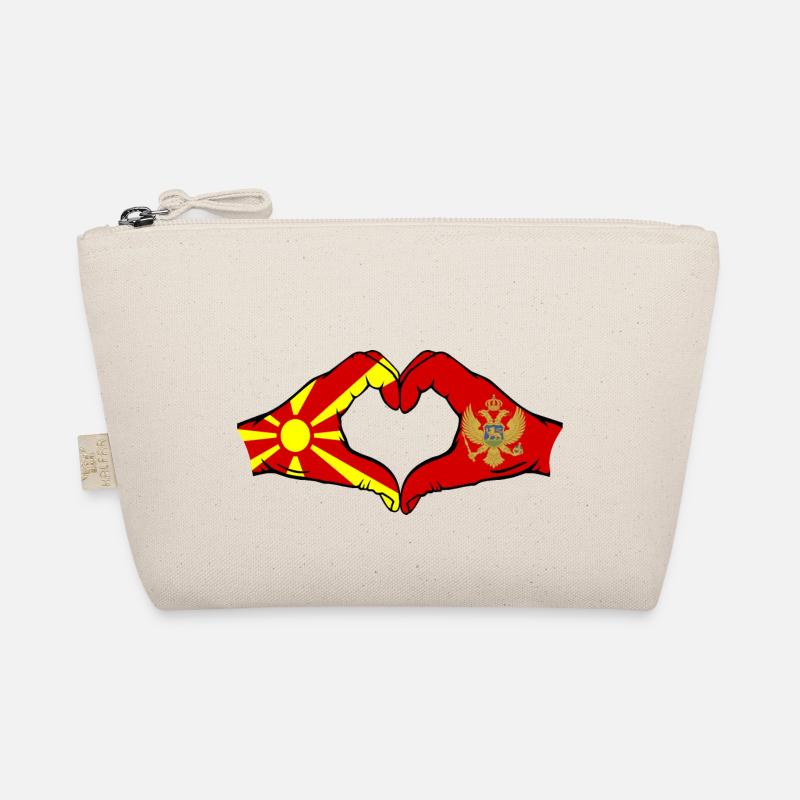 Macédoine Monténégro Drapeau Mains Coeur Forme Trousse biologique