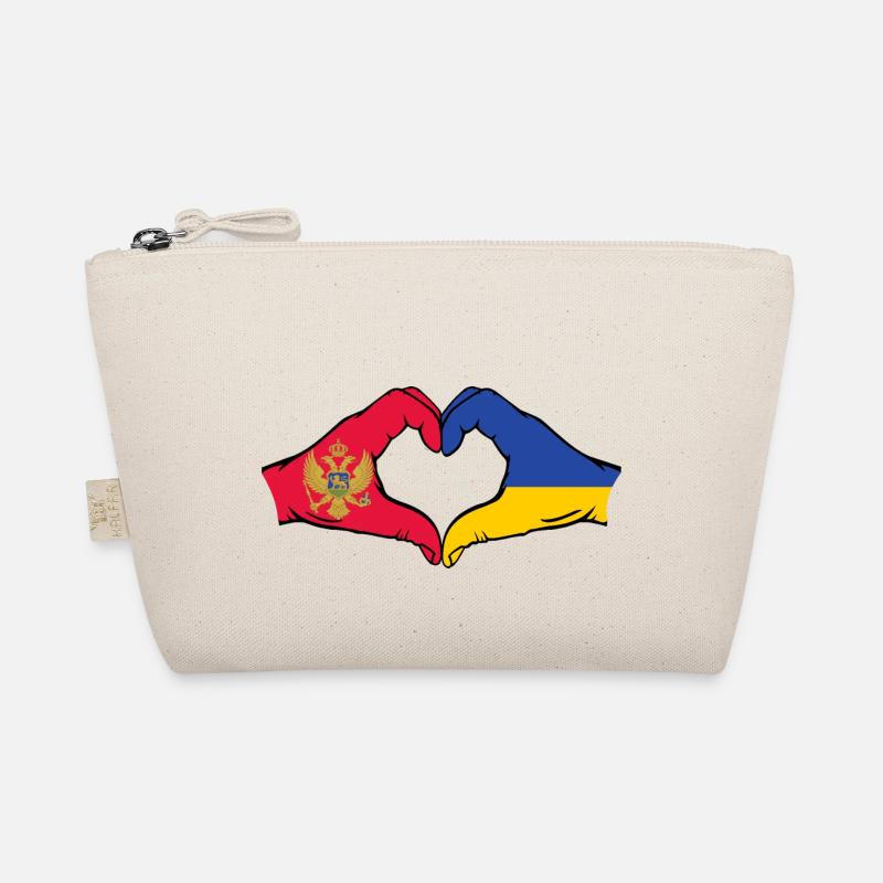 Monténégro Ukraine Drapeau Mains Coeur Forme Trousse biologique